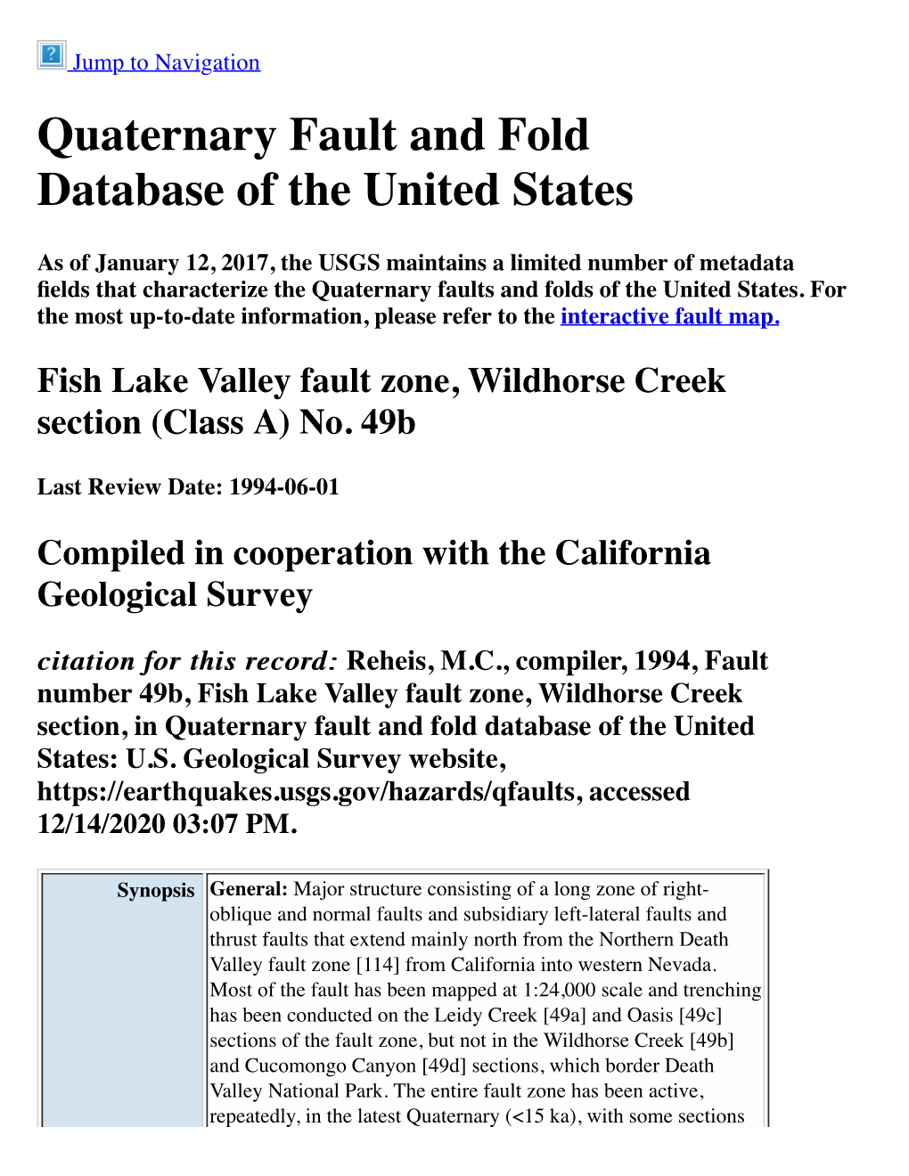 Quaternary Fault and Fold Database of the United States