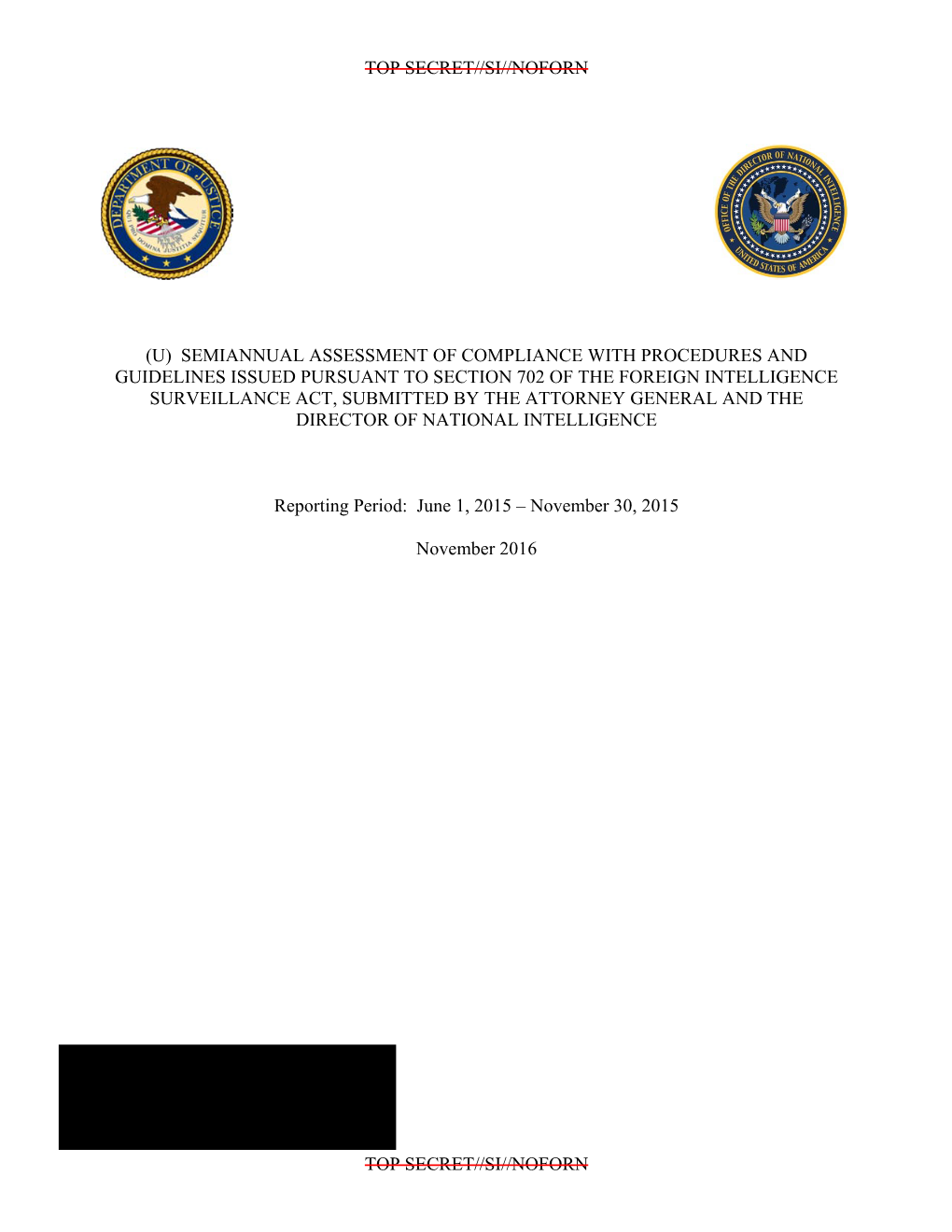 Top Secret//Si//Noforn Top Secret//Si//Noforn (U) Semiannual Assessment of Compliance with Procedures