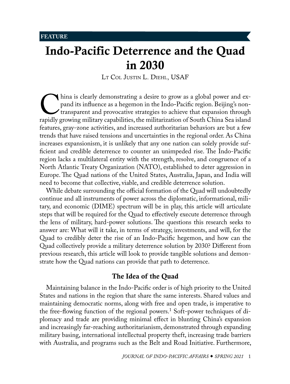 Indo- Pacific Deterrence and the Quad in 2030