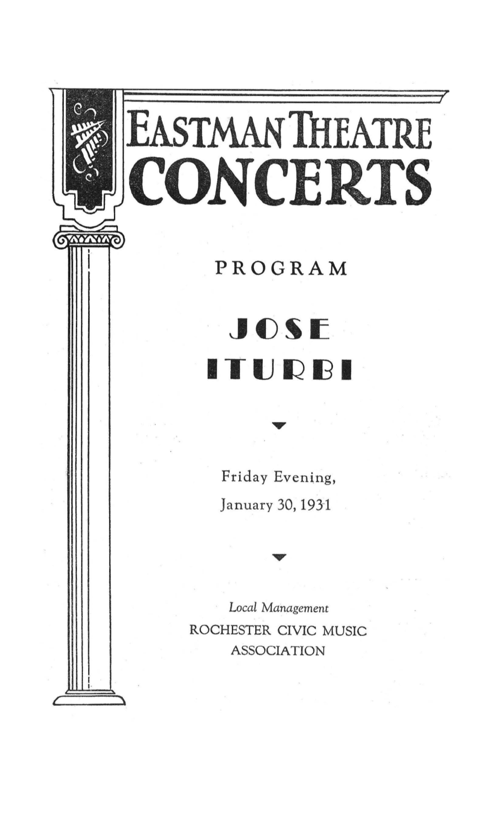 Eastman Theatre Concerts; Jan. 30, 1931; Jose Iturbi
