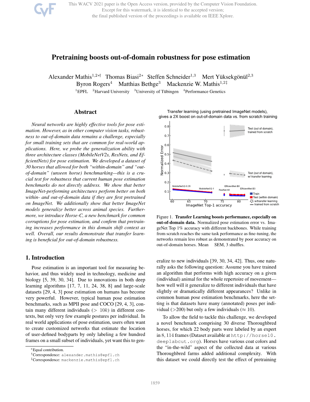 Pretraining Boosts Out-Of-Domain Robustness for Pose Estimation