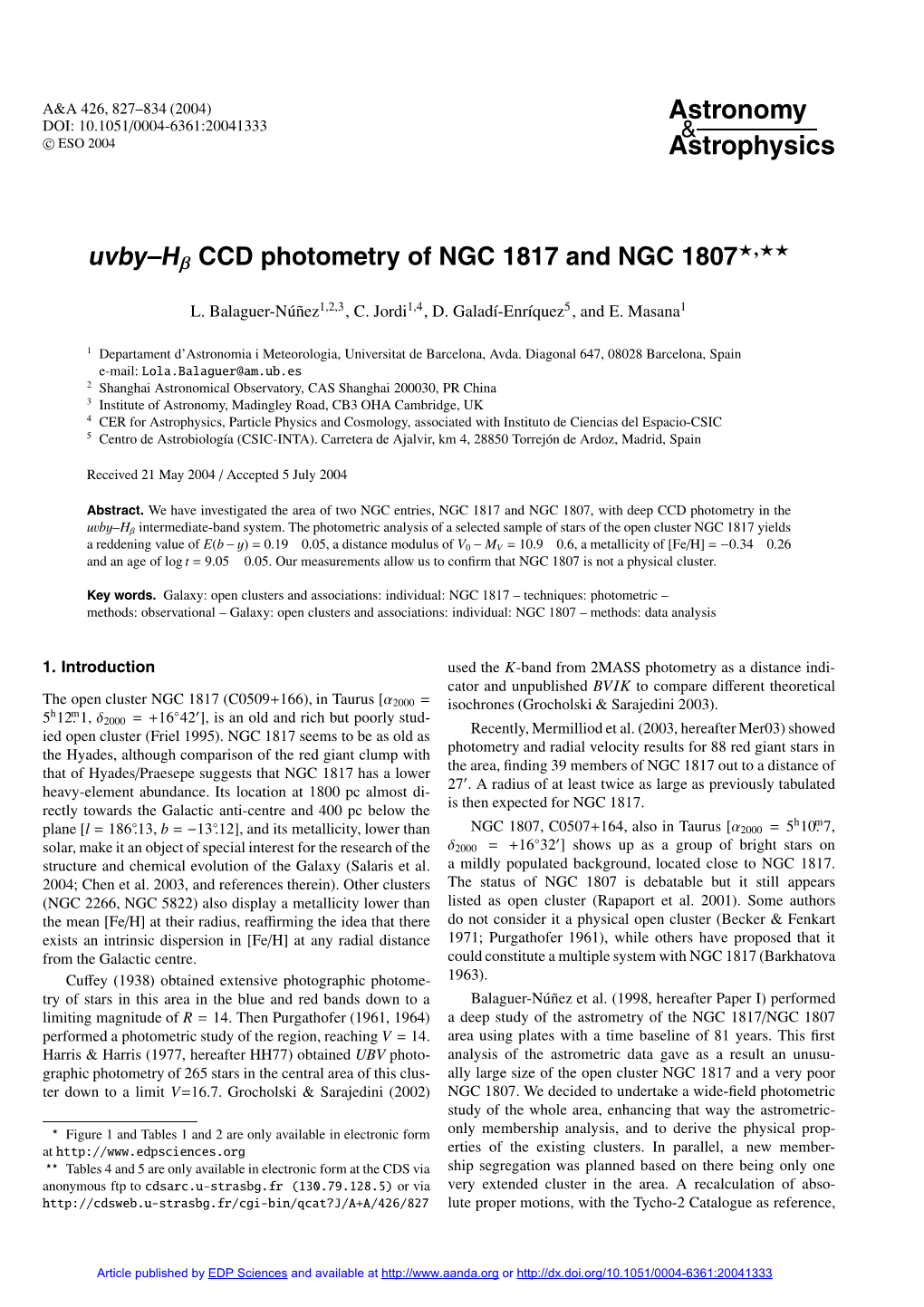 CCD Photometry of NGC 1817 and NGC 1807