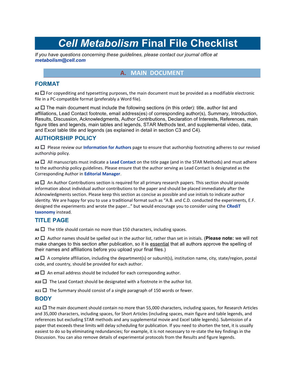 Cell Metabolismfinal File Checklist