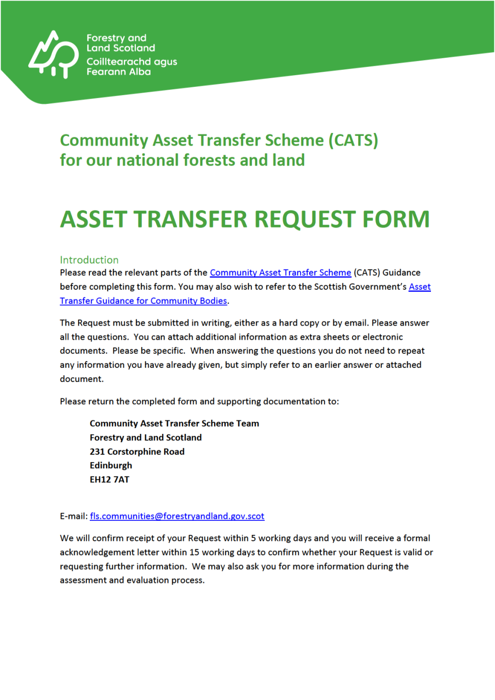 Community Asset Transfer Scheme Application Form
