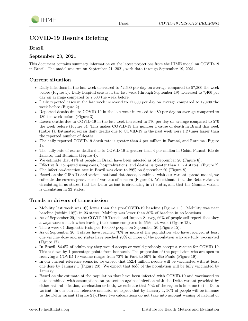 Covid-19 Results Briefing