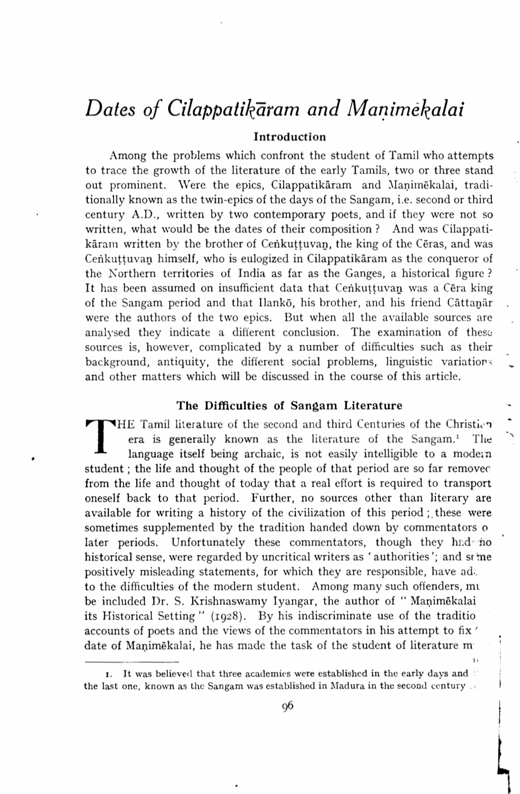 Dales of Cilappatikaram and Ma'}Imekalai