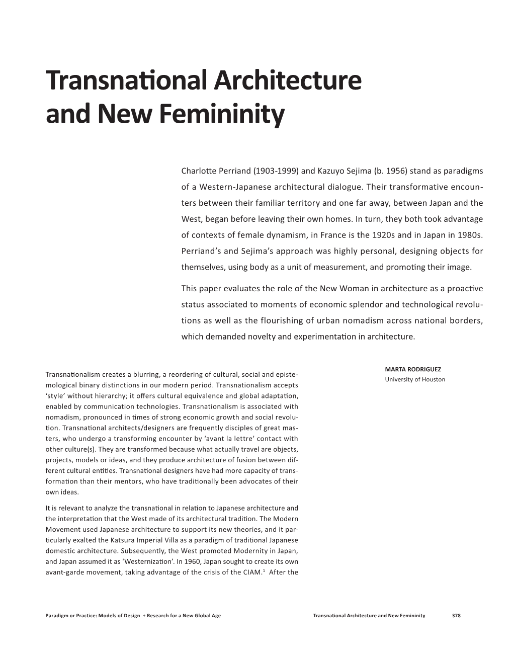 Transnational Architecture and New Femininity