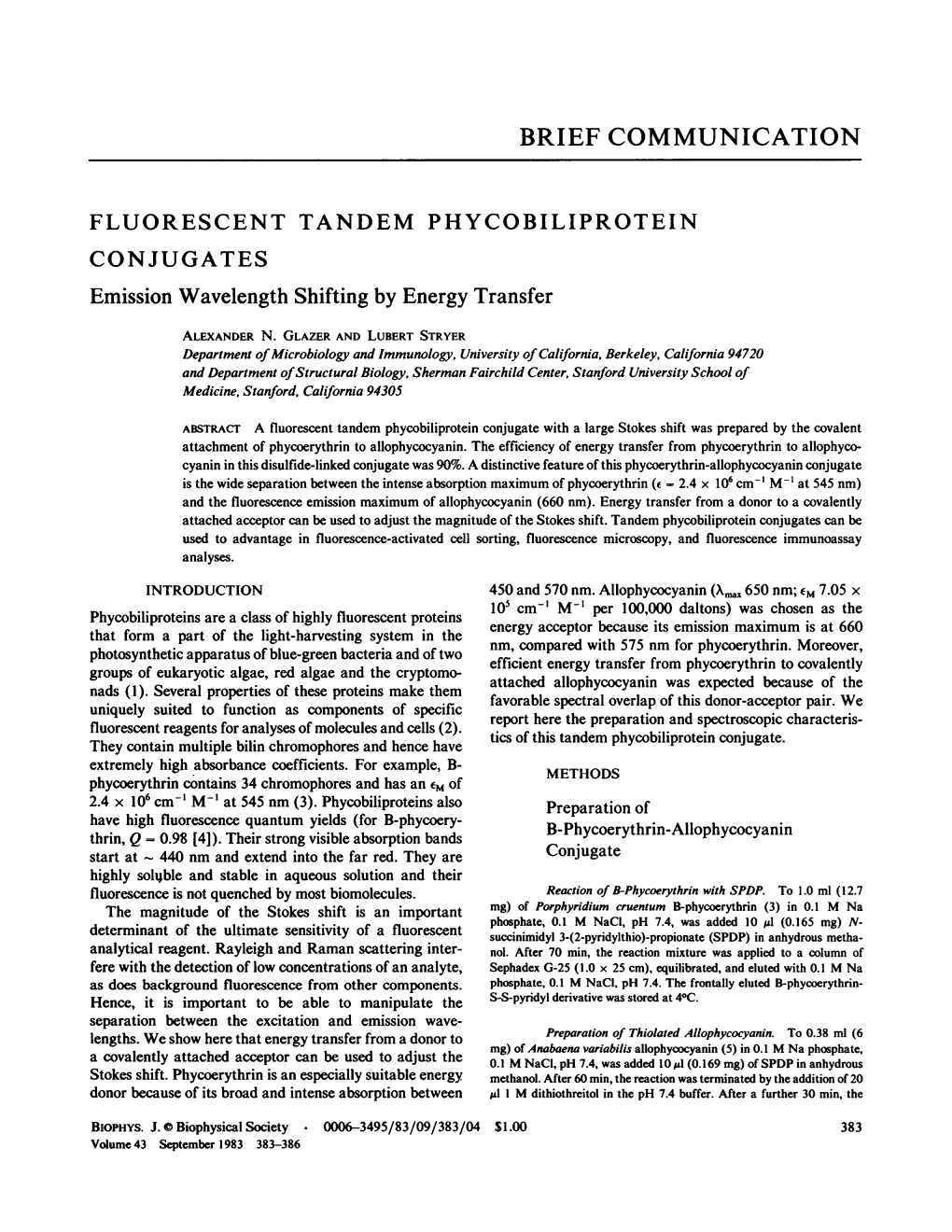 Fluorescent Tandem Phycobiliprotein Conjugates. Emission Wavelength