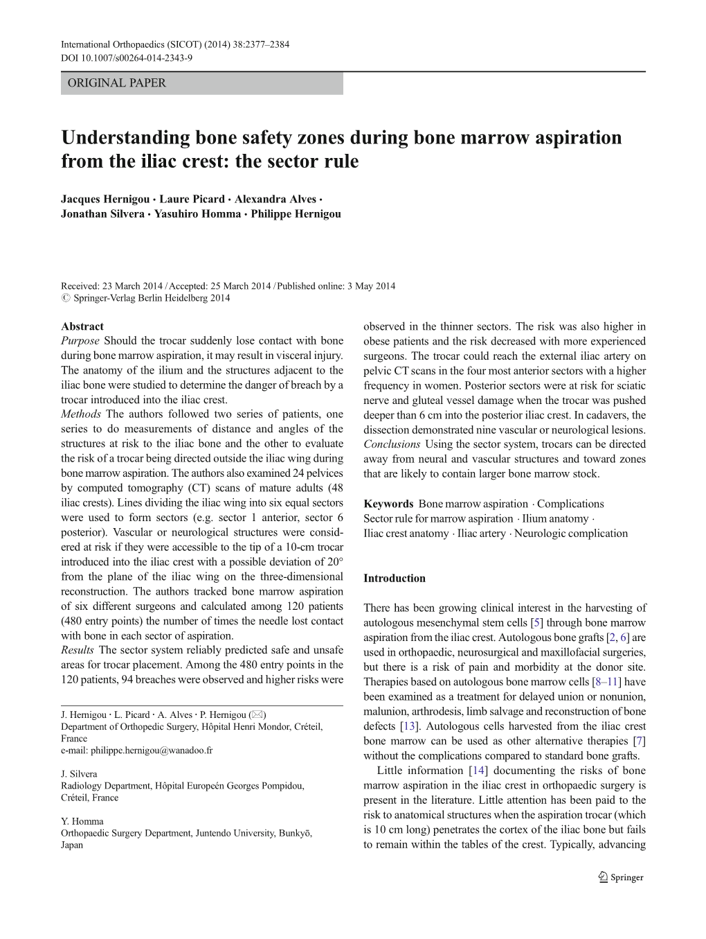 Understanding Bone Safety Zones During Bone Marrow Aspiration from the Iliac Crest: the Sector Rule