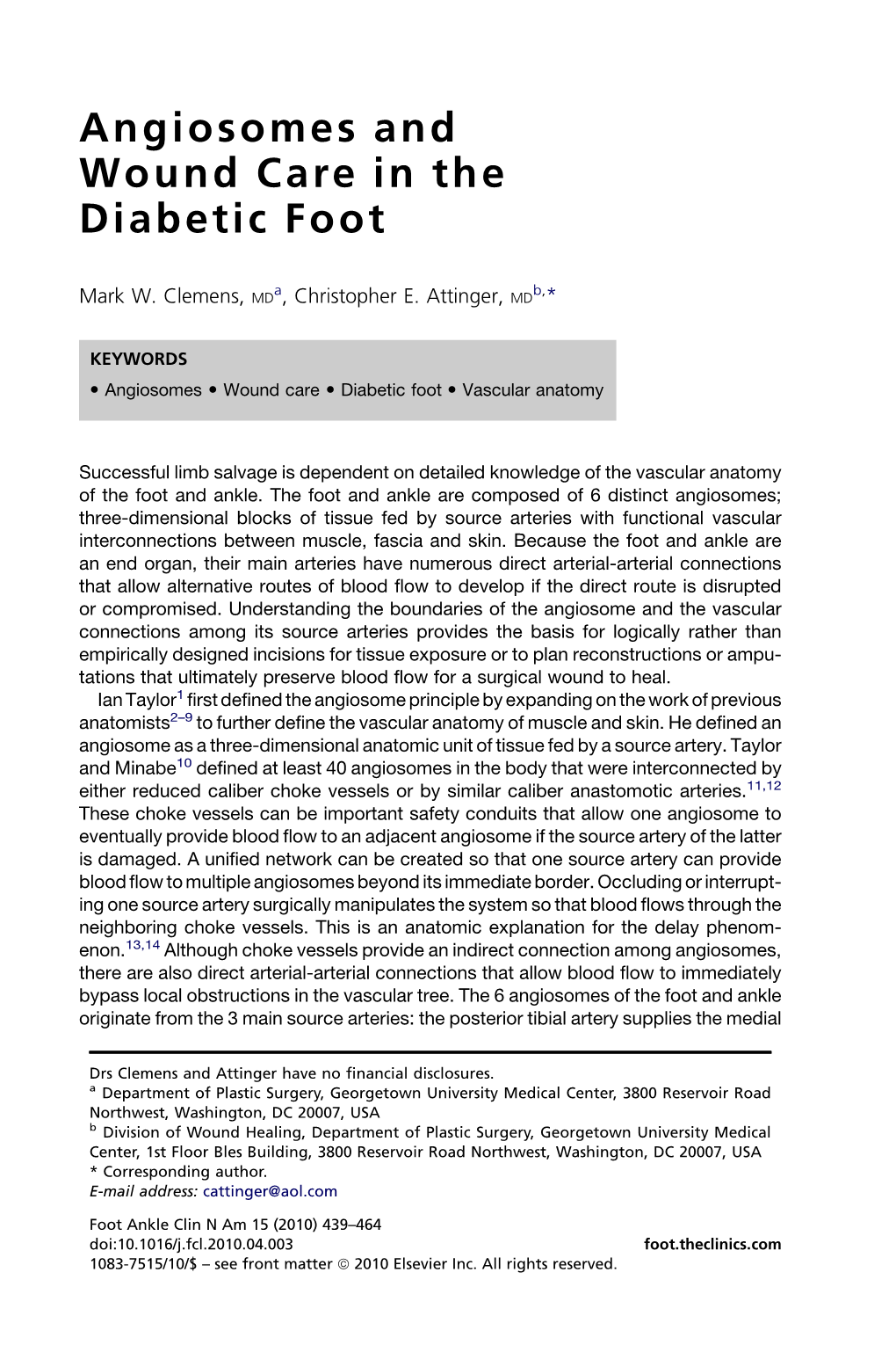 Clemens Attinger 10 Angiosomes and Wound Care in the Diabetic Foot