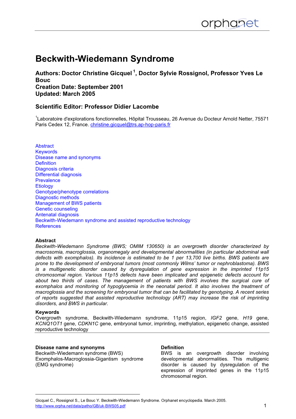 Beckwith-Wiedemann Syndrome