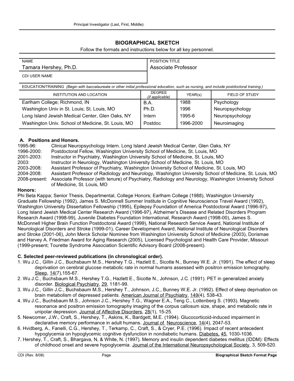 PHS 398 (Rev. 9/04), Biographical Sketch Format Page s6