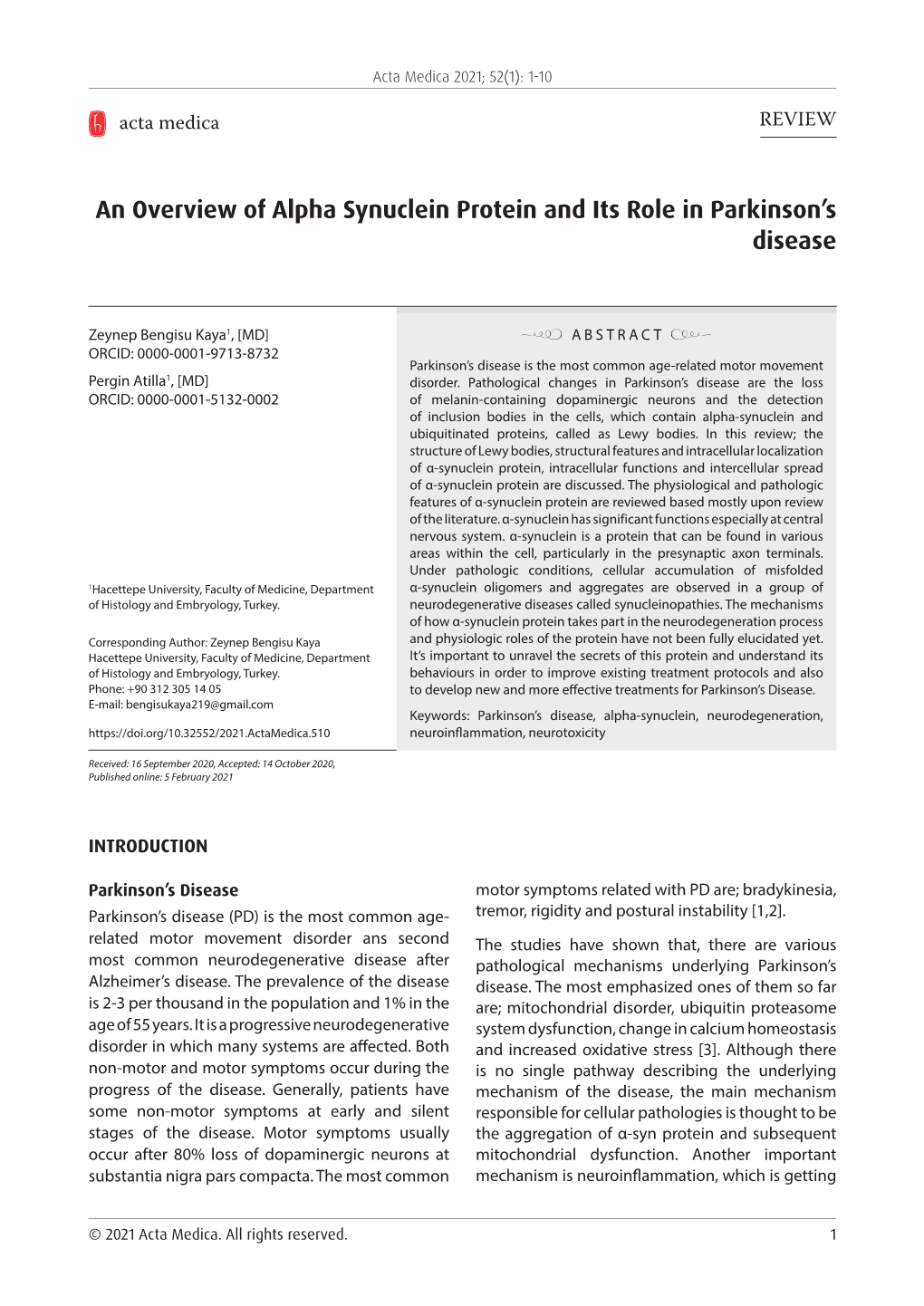 An Overview of Alpha Synuclein Protein and Its Role in Parkinson's