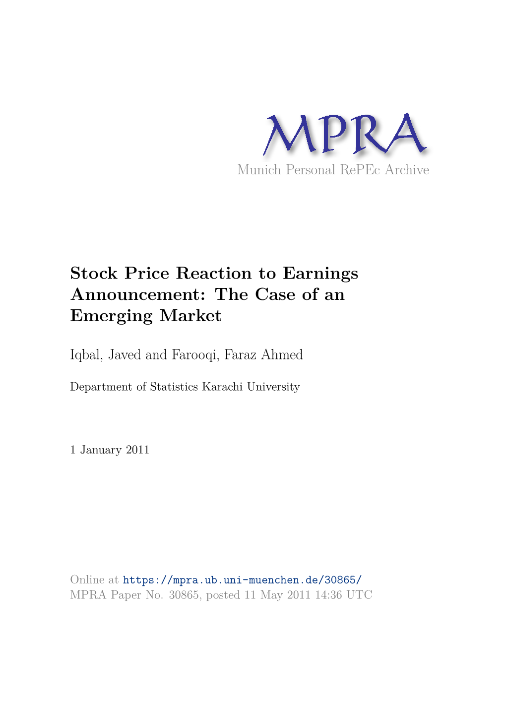 Stock Price Reaction to Earnings Announcement: the Case of an Emerging Market
