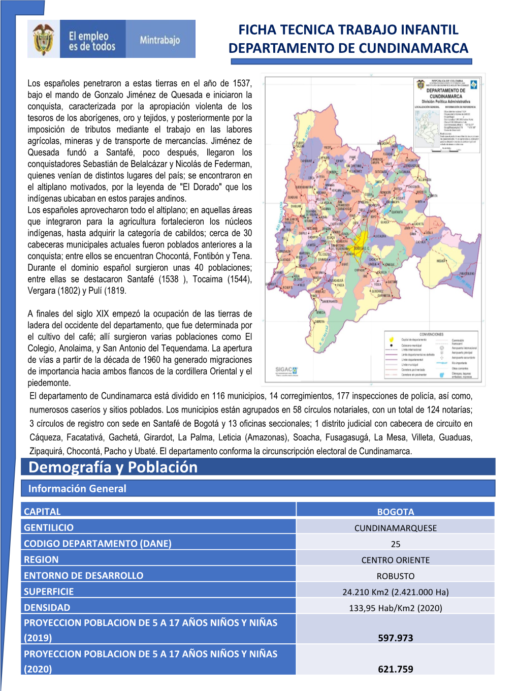 Ficha Tecnica Trabajo Infantil Departamento De Cundinamarca