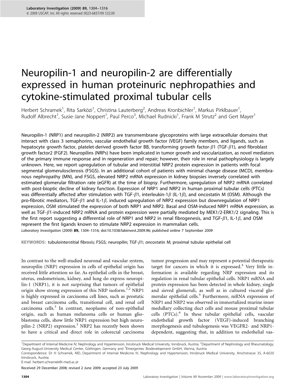Neuropilin-1 and Neuropilin-2 Are Differentially Expressed in Human