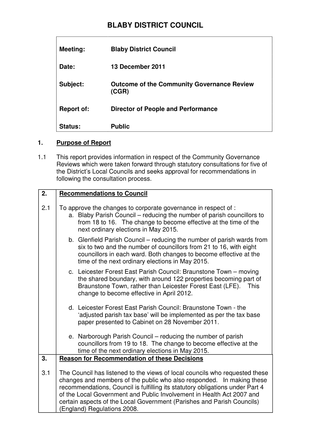 R1 Outcome of CGR Consultations PDF 138 KB