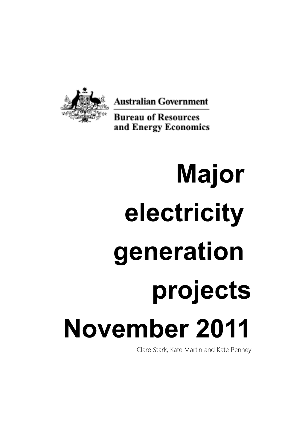 Major Electricity Generation Projects November 2011