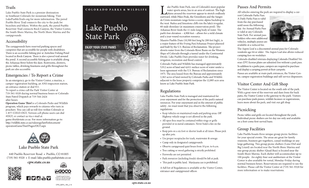 Lake Pueblo State Park Brochure