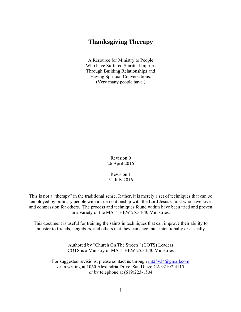 Thanksgiving Therapy