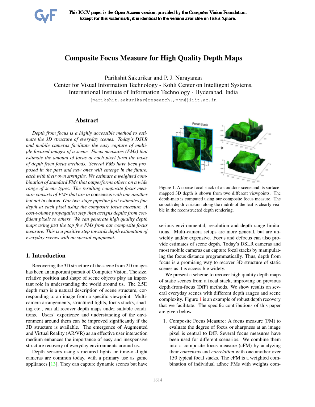 Composite Focus Measure for High Quality Depth Maps