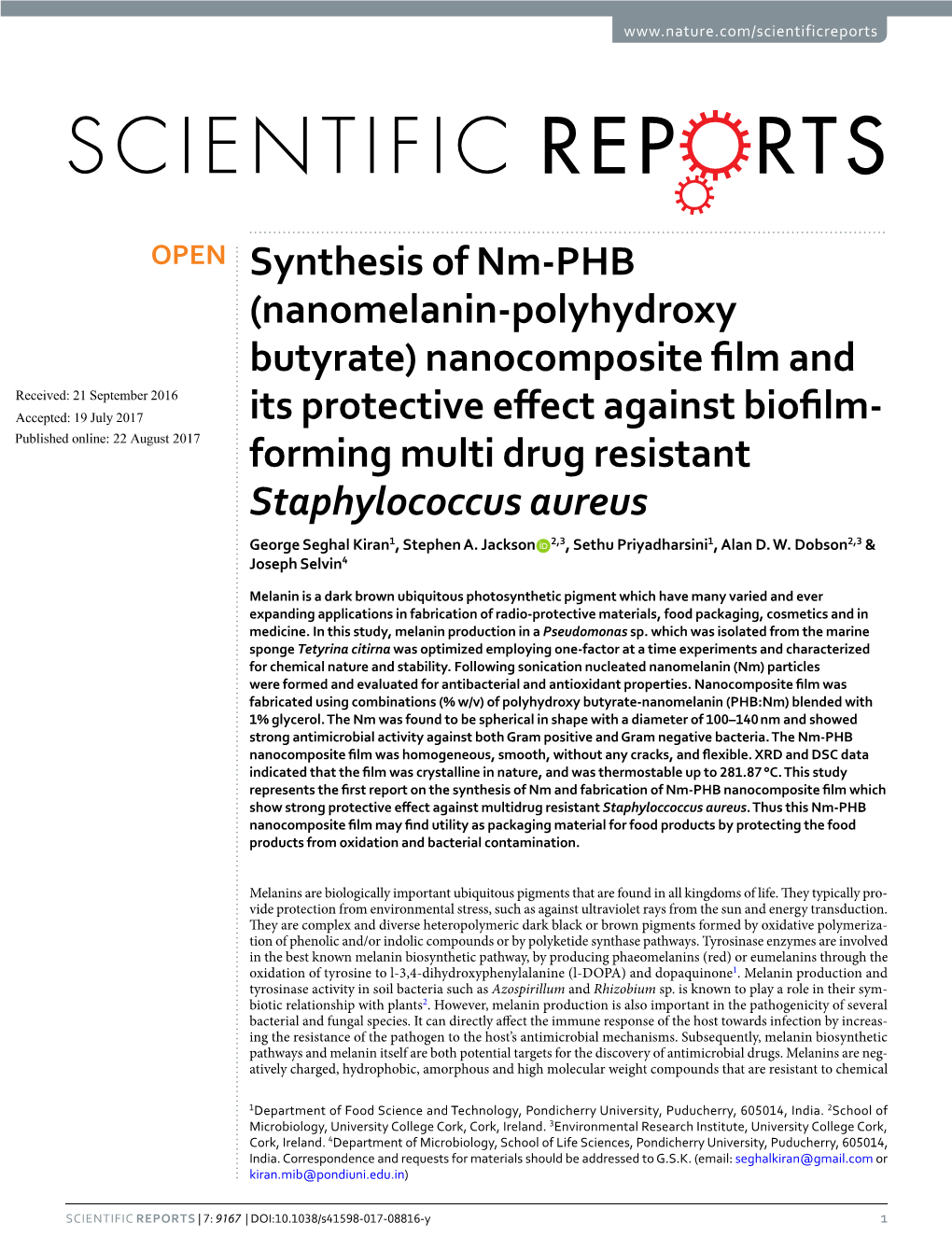 Nanocomposite Film and Its Protective Effect Against Biofilm