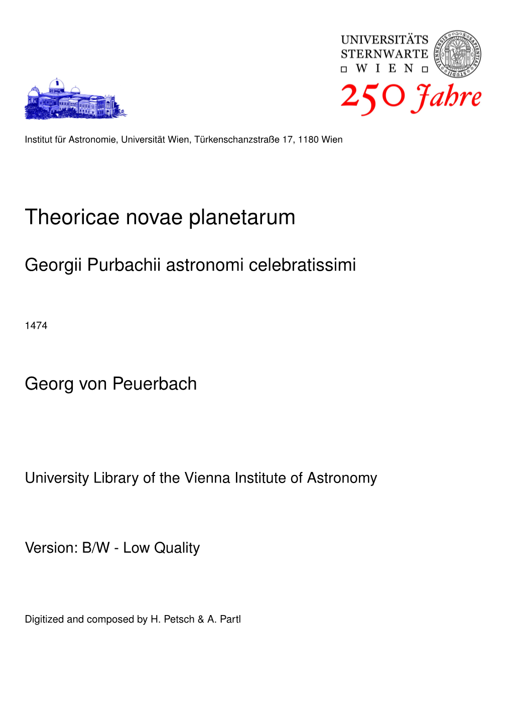 Theoricae Novae Planetarum