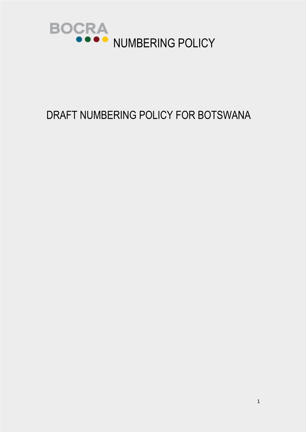 Draft Numbering Policy for Botswana