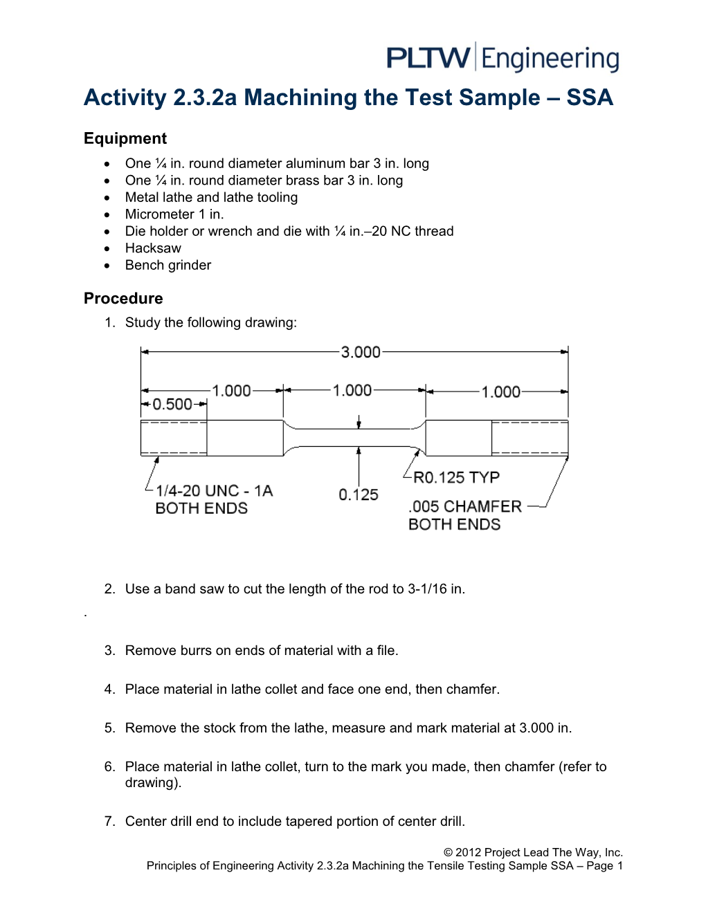 Activity 2.3.2A - Machining the Test Sample - SSA
