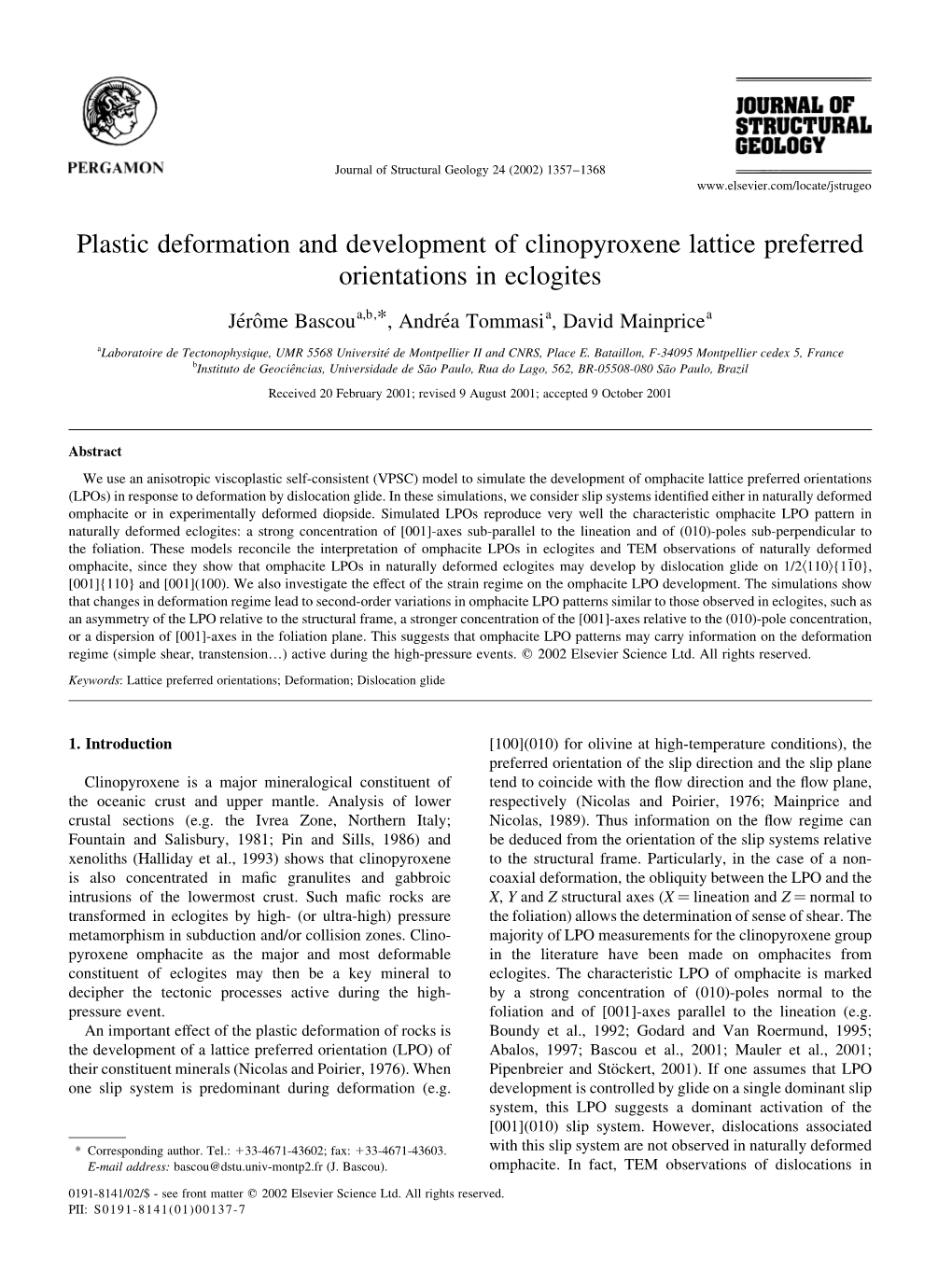 Plastic Deformation and Development of Clinopyroxene Lattice Preferred Orientations in Eclogites