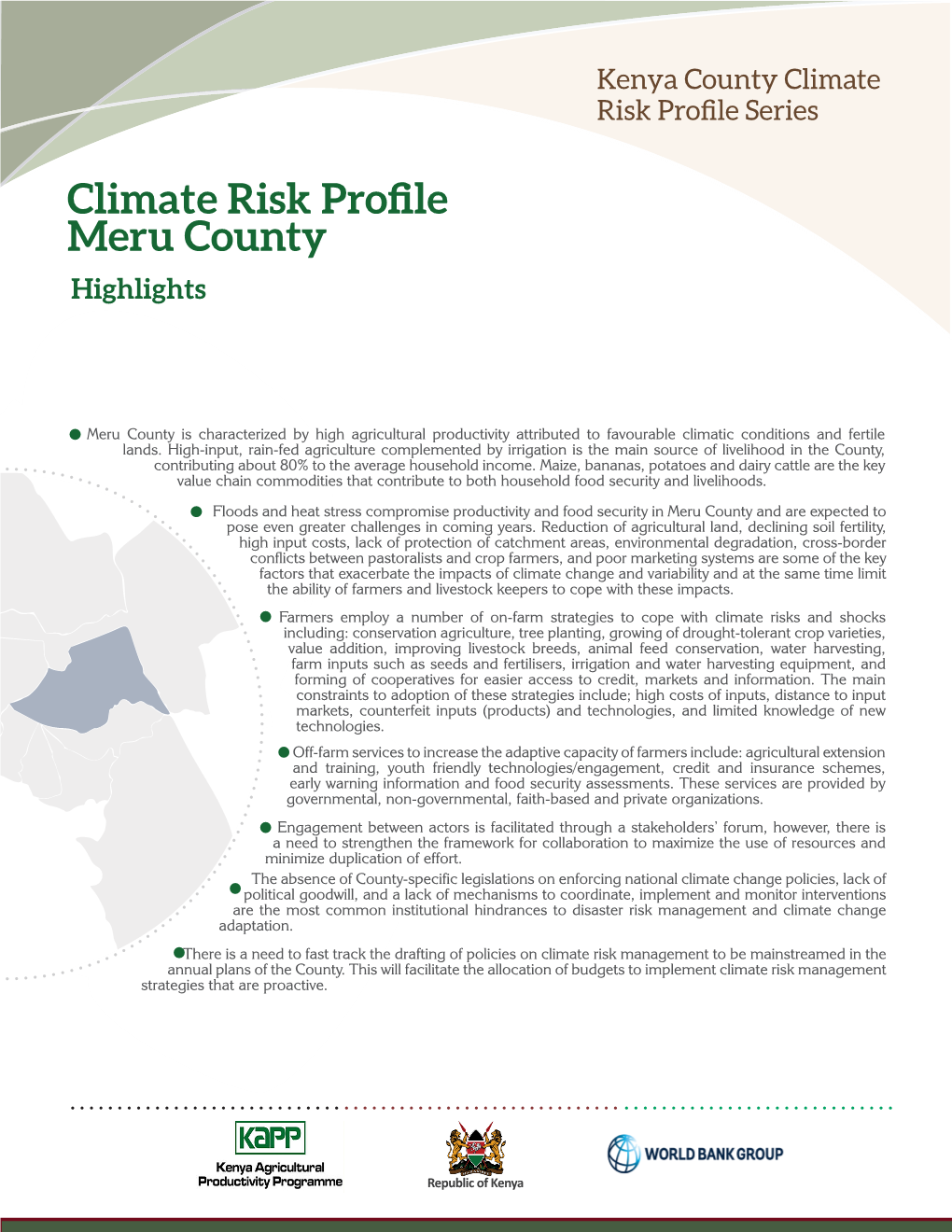 Climate Risk Profile Meru County Highlights