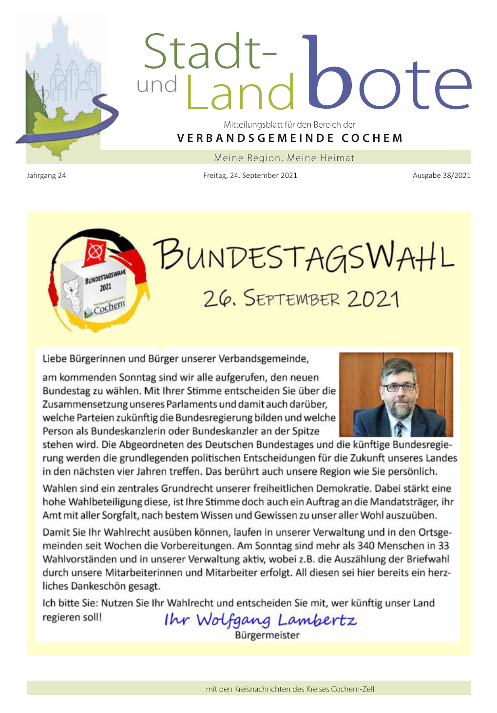 Stadt- Und Landbote Mitteilungsblatt Für Den Bereich Der V Erbandsgemeinde Coc Hem Meine Region, Meine Heimat Jahrgang 24 Freitag, 24