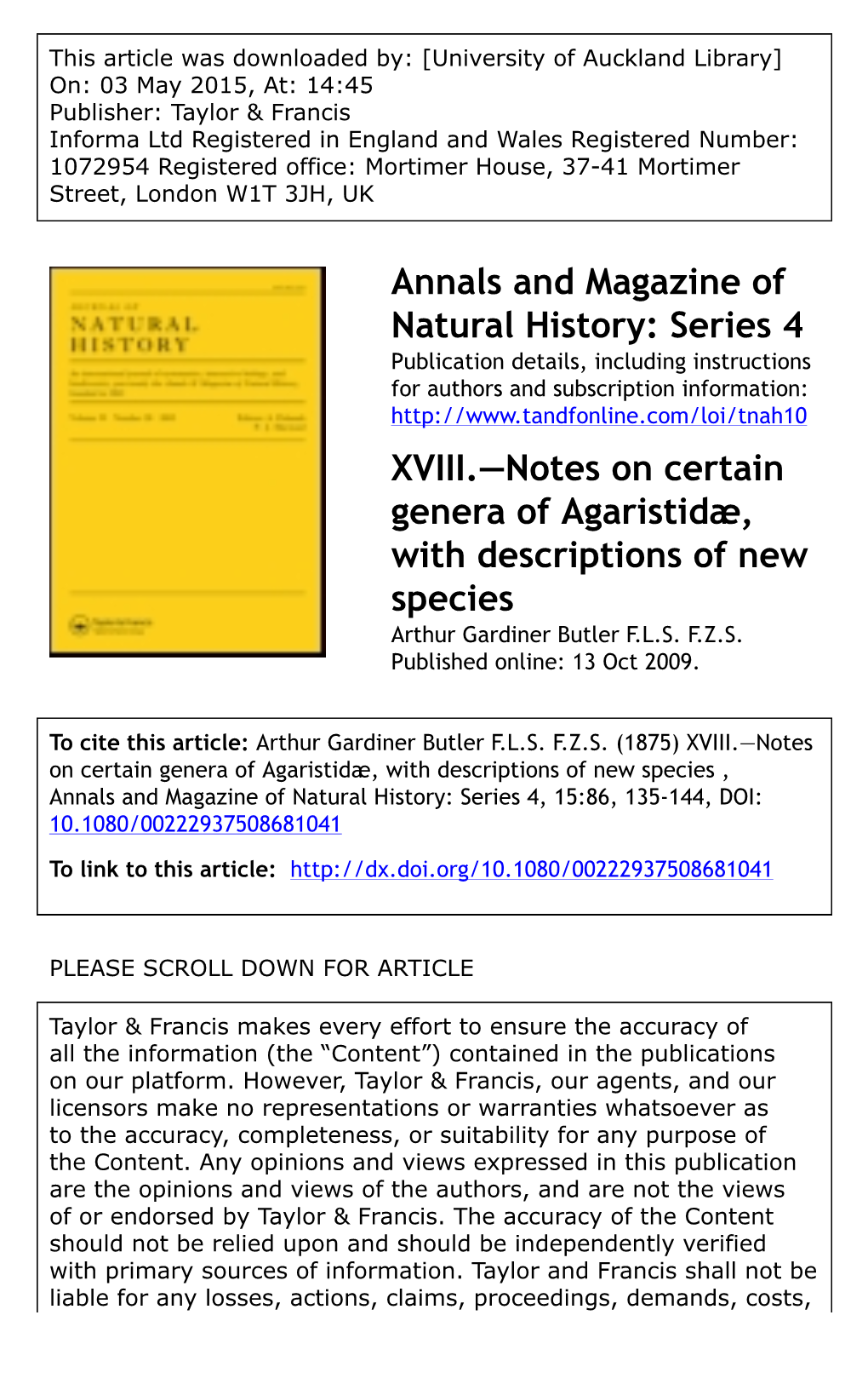 Annals and Magazine of Natural History: Series 4 XVIII