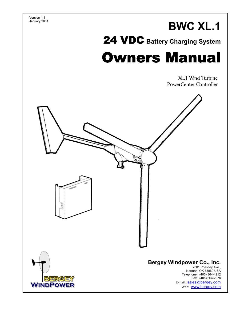 BWC XL.1 24 VDC Battery Charging System Owners Manual