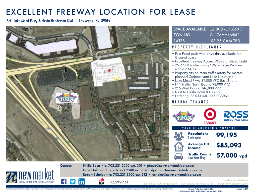 EXCELLENT FREEWAY LOCATION for LEASE SEC Lake Mead Pkwy & Fiesta Henderson Blvd | Las Vegas, NV 89015