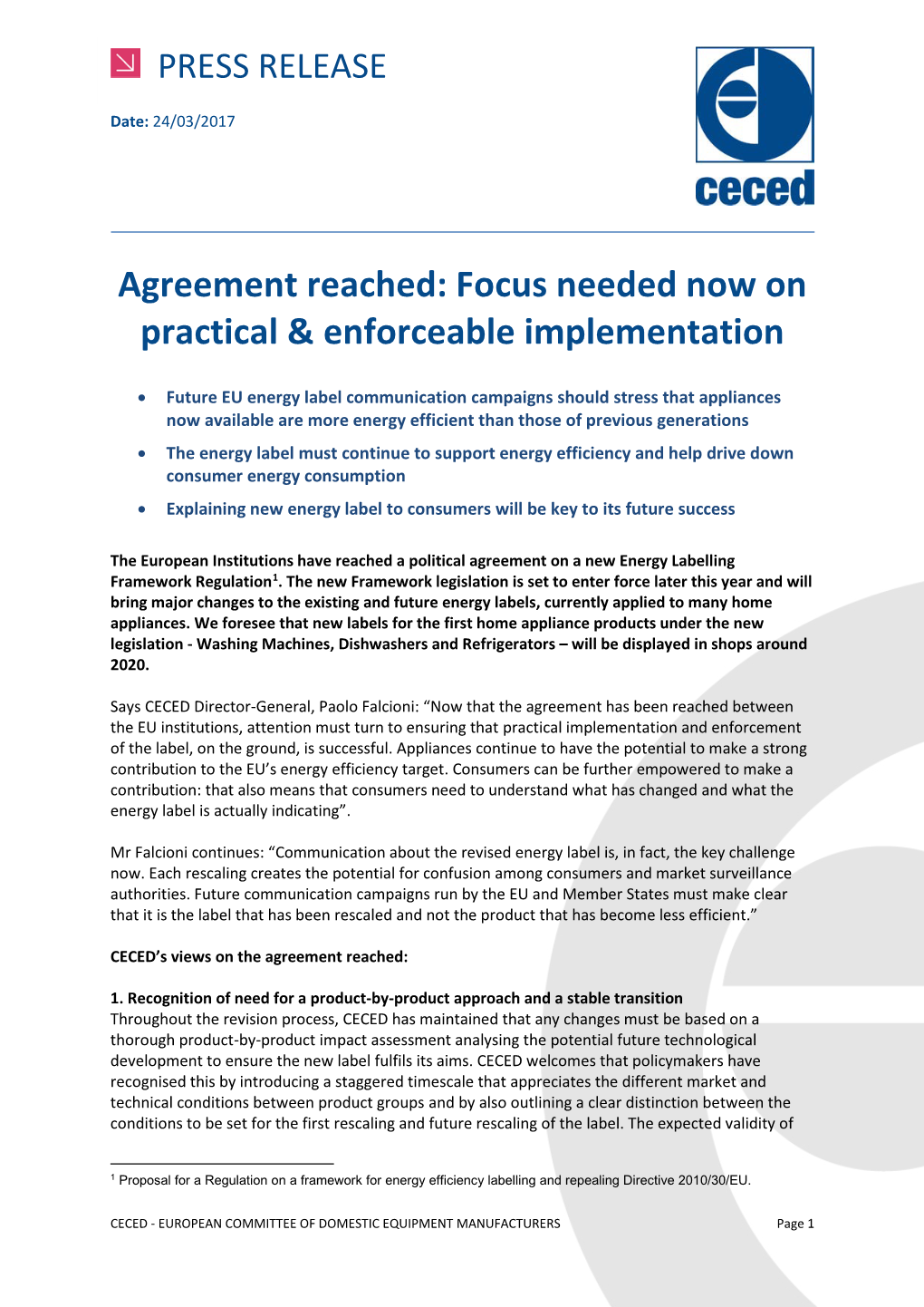 Agreement Reached: Focus Needed Now on Practical & Enforceable Implementation