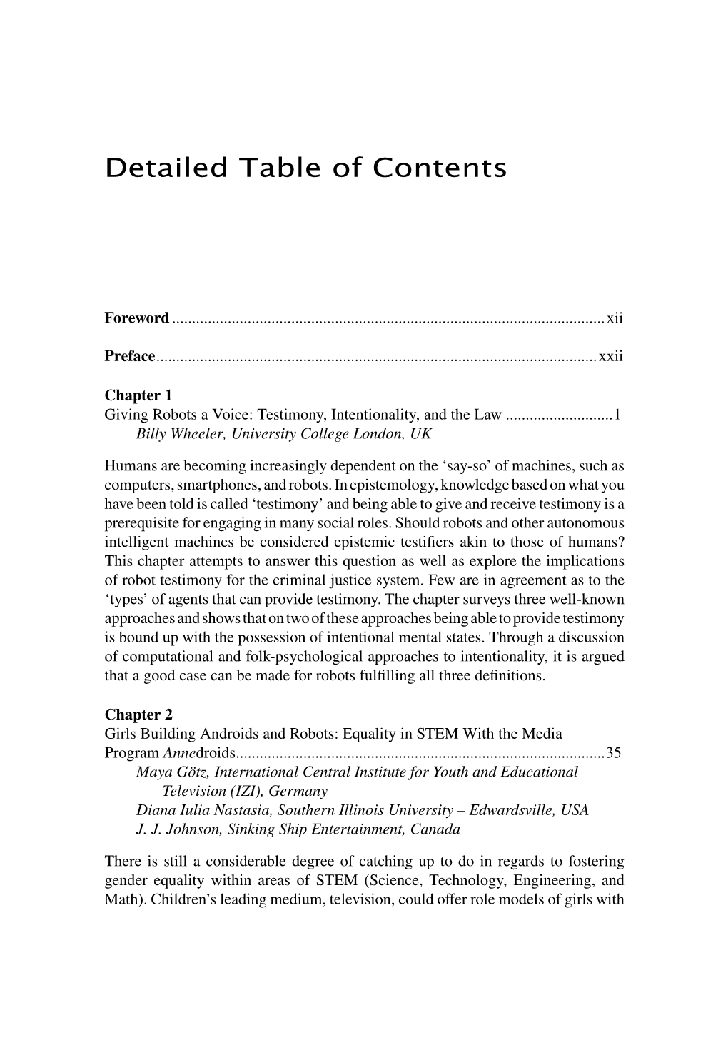 Detailed Table of Contents