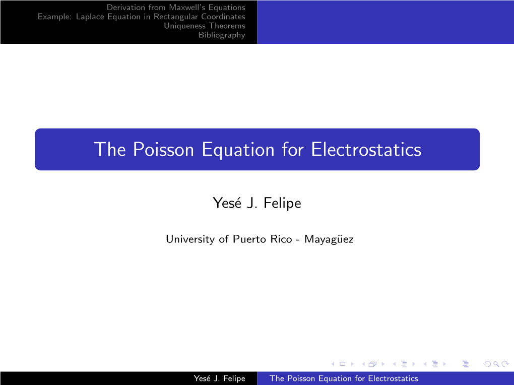 The Poisson Equation for Electrostatics
