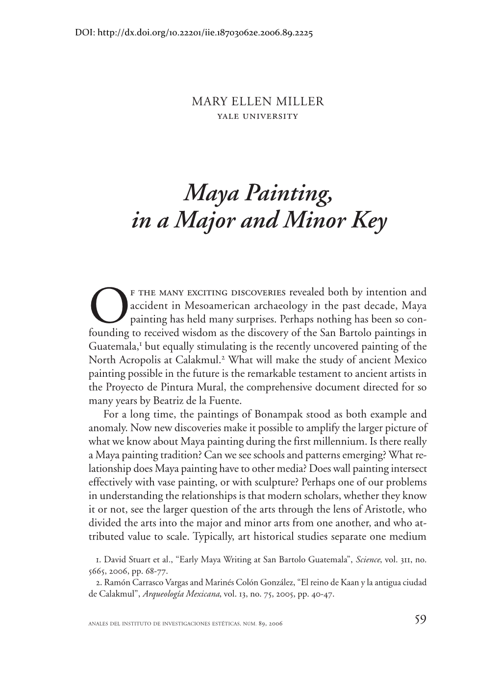 Maya Painting, in a Major and Minor Key