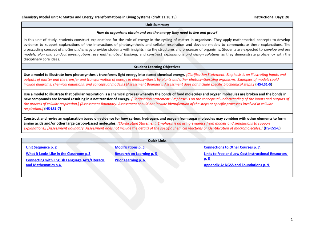 Model Chemistry Course Unit 2