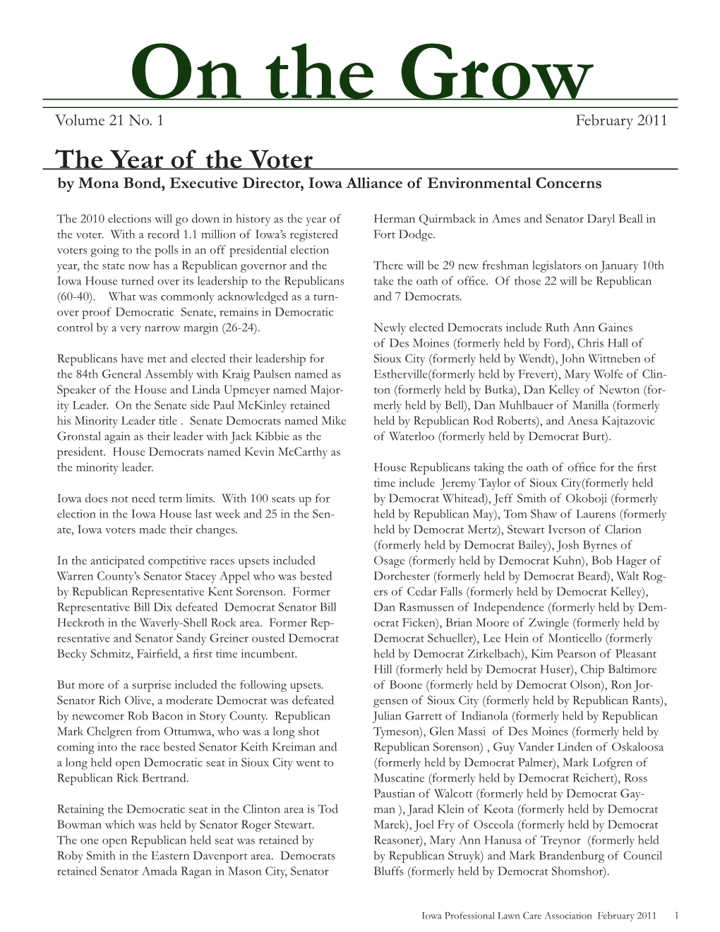 The Year of the Voter by Mona Bond, Executive Director, Iowa Alliance of Environmental Concerns