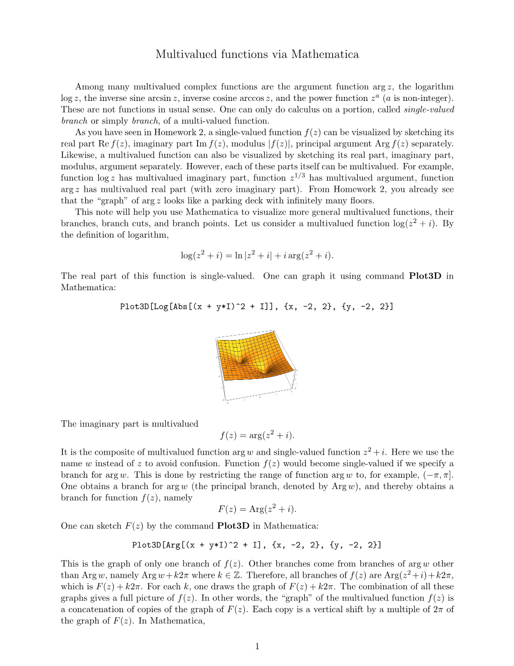 Multivalued Functions Via Mathematica