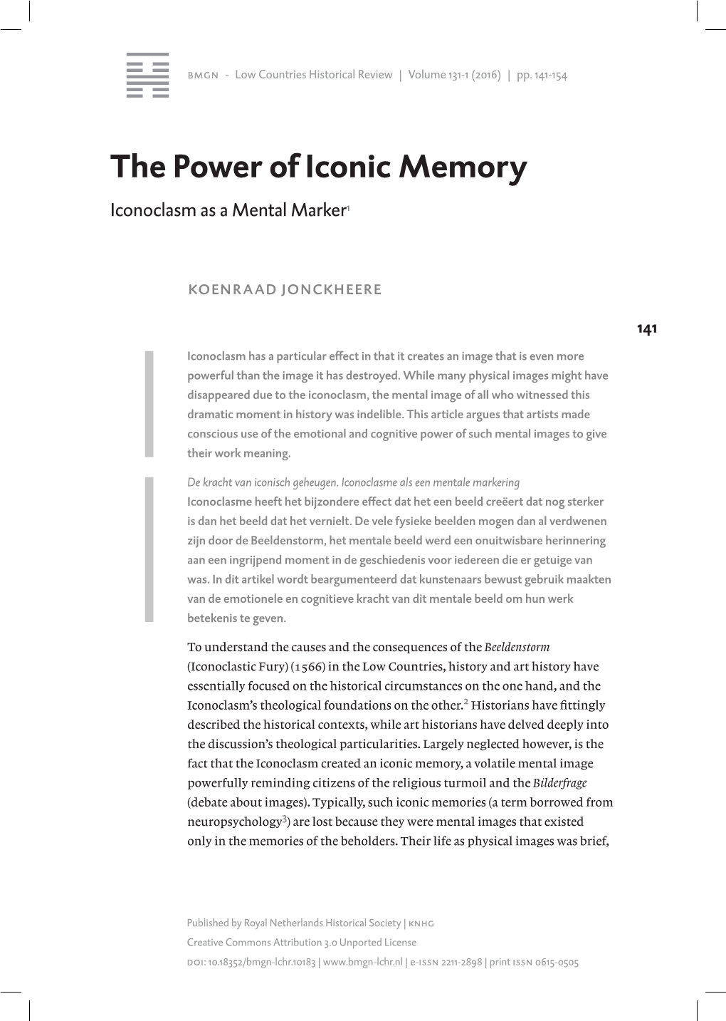 The Power of Iconic Memory Iconoclasm As a Mental Marker1