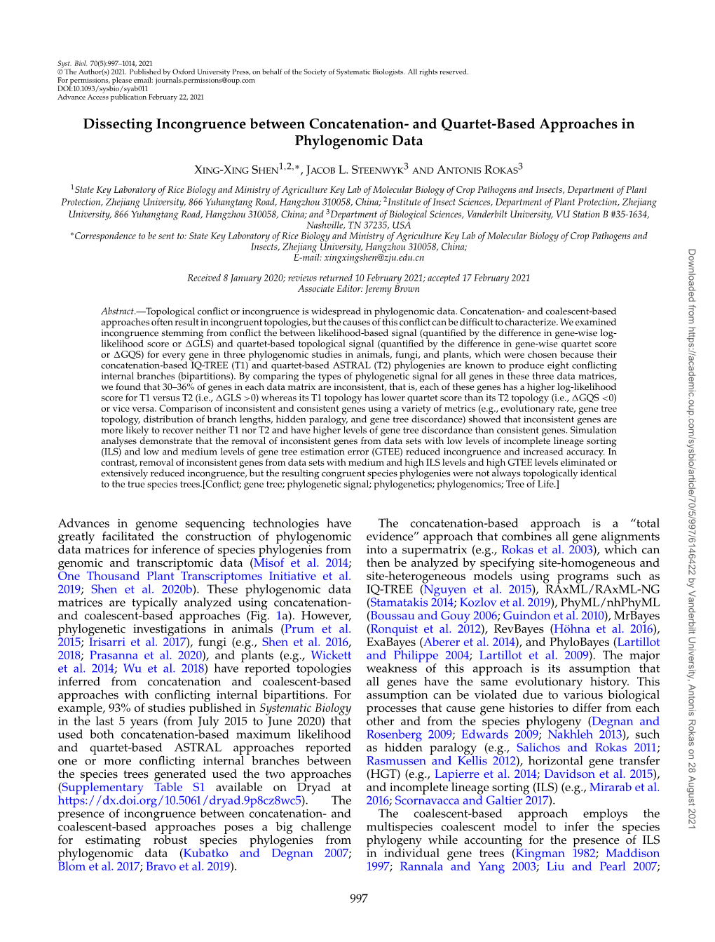 And Quartet-Based Approaches in Phylogenomic Data