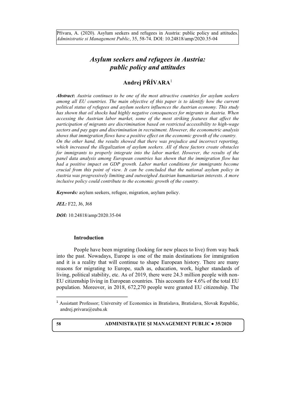 Asylum Seekers and Refugees in Austria: Public Policy and Attitudes