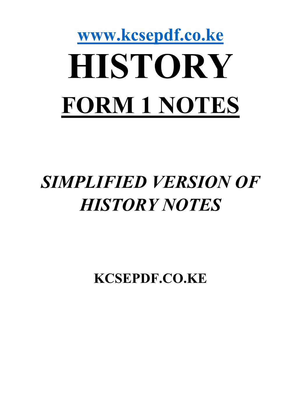 Form 1 History Notes