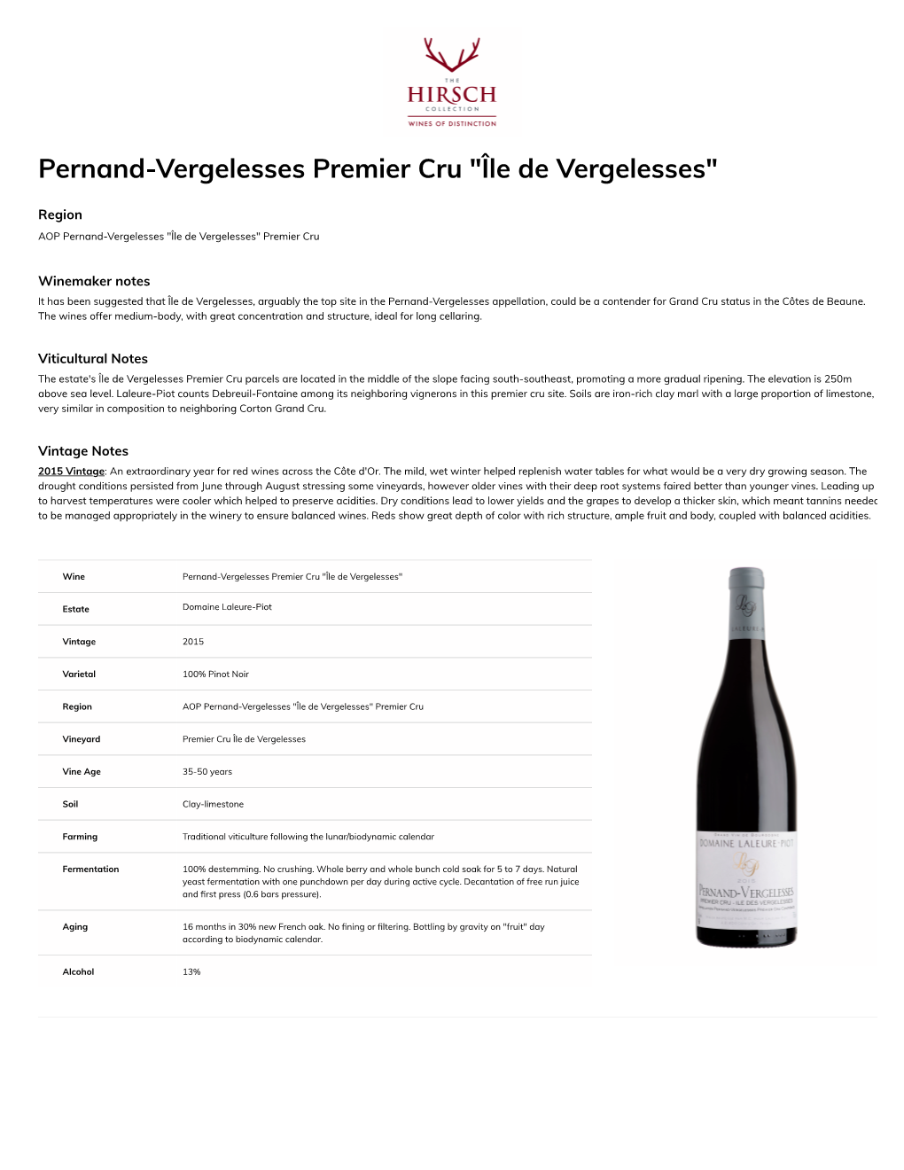 Pernand-Vergelesses Premier Cru "Île De Vergelesses"