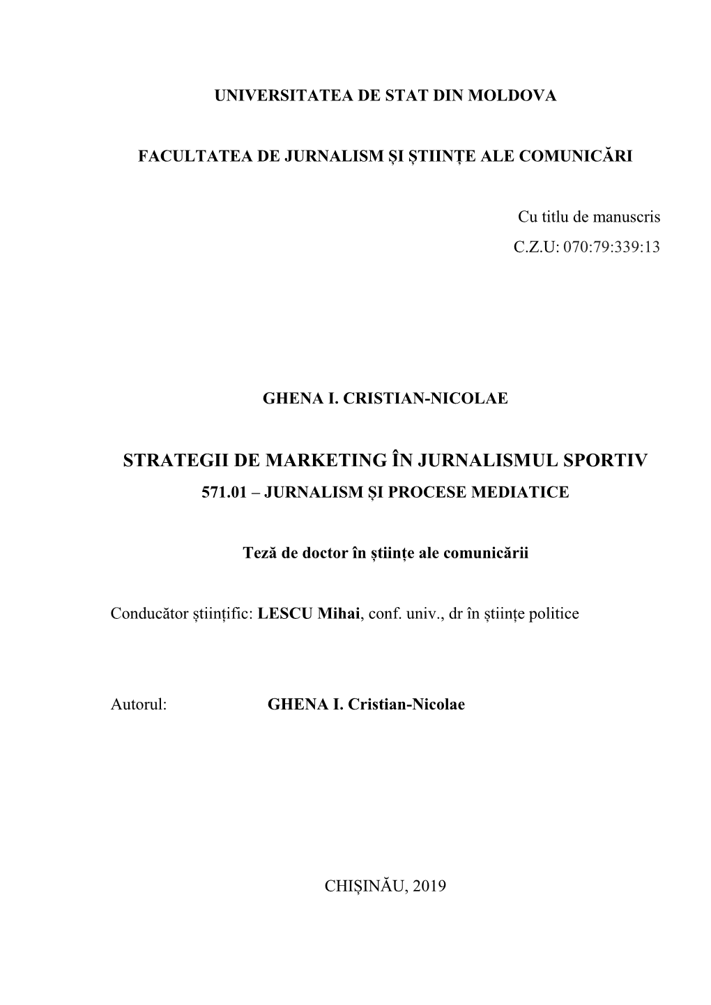 Strategii De Marketing În Jurnalismul Sportiv 571.01 – Jurnalism Și Procese Mediatice