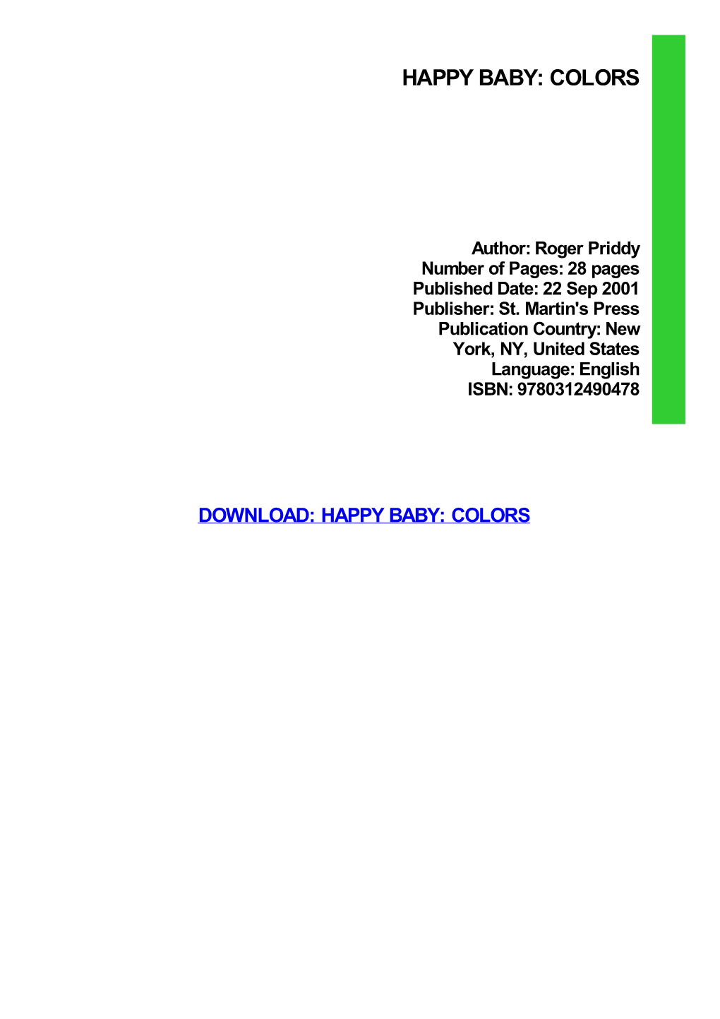 Happy Baby: Colors Ebook, Epub