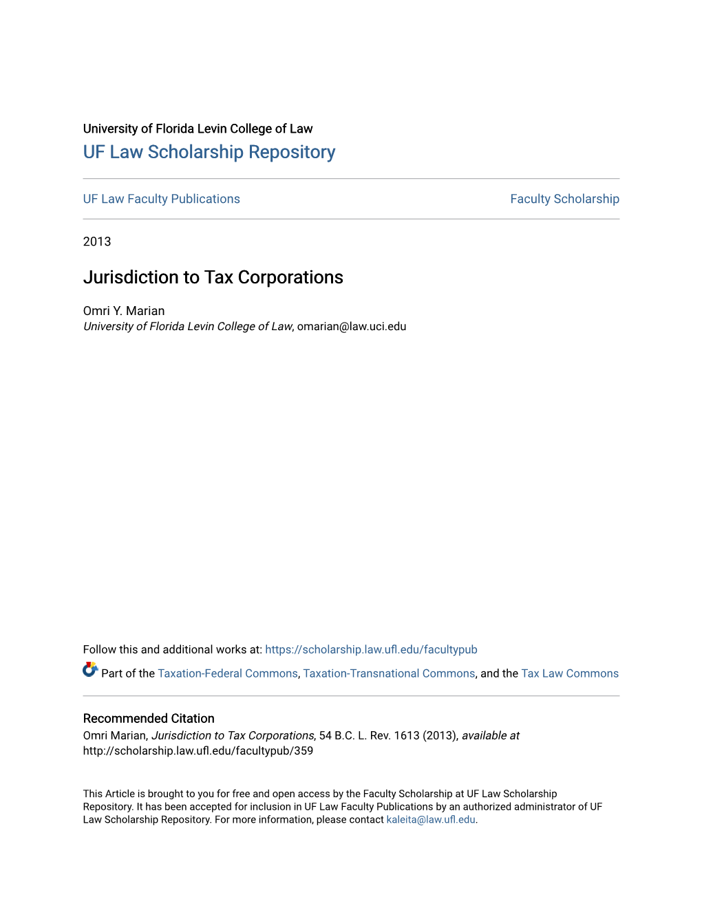 Jurisdiction to Tax Corporations